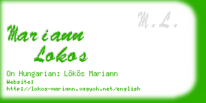 mariann lokos business card